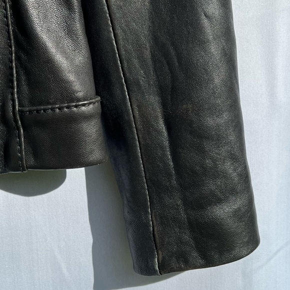 Michael Kors Jacket 100% Genuine Leather Aviator Zipped Jacket Sherpa Collar A1 - Picture 8 of 10